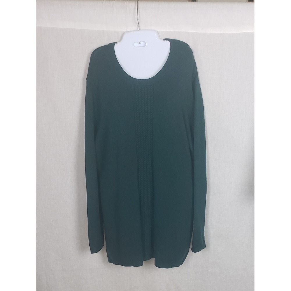Soft Surroundings Forest Green Cable Knit Tunic Sweater Fisherman Plus 1X Soft